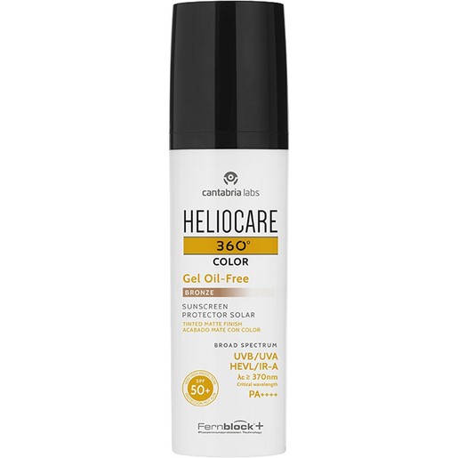 Heliocare 360 Gel Oil Free Spf50+ Color Bronze Tinted Matte Finish Sunscreen 50ml
