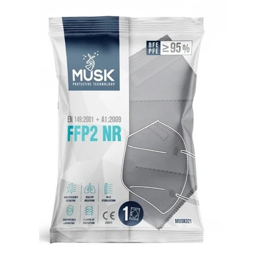 Musk Meltblown Protective Mask FFP2 NR Grey 1 Τεμάχιο Musk Meltblown Protective Mask FFP2 NR Grey 1 Τεμάχιο