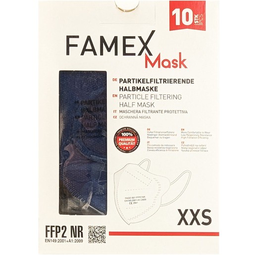 Famex Kids Mask FFP2 NR XXS 10 Τεμάχια - Μπλε Σκούρο