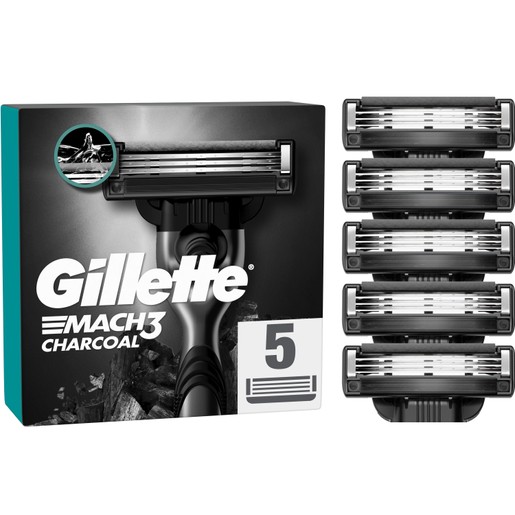 Gillette Mach 3 Charcoal Replacement Razors 5 Τεμάχια