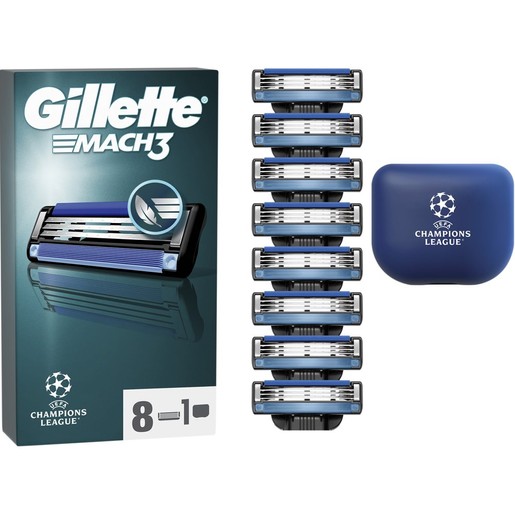 Gillette Promo Mach 3 Replacement Razors 8 Τεμάχια & Θήκη Μεταφοράς 1 Τεμάχιο