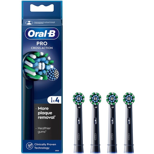 Oral-B Pro Cross Action Electric Toothbrush Head Replacement Black 4 Τεμάχια