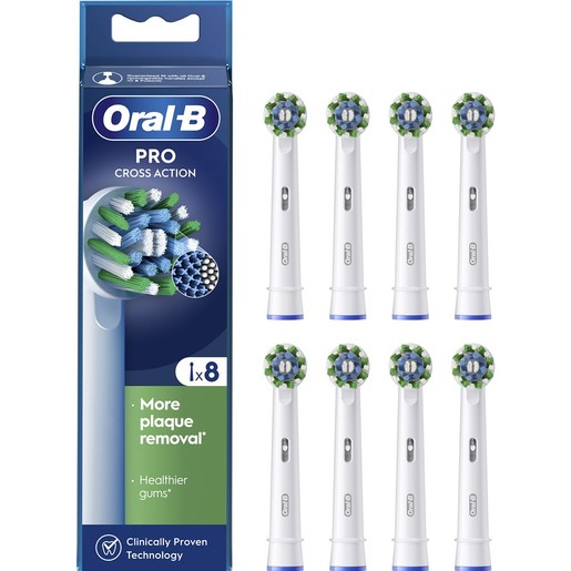 Oral-B Pro Cross Action Medium Electric Toothbrush Replacement Head White 8 Τεμάχια
