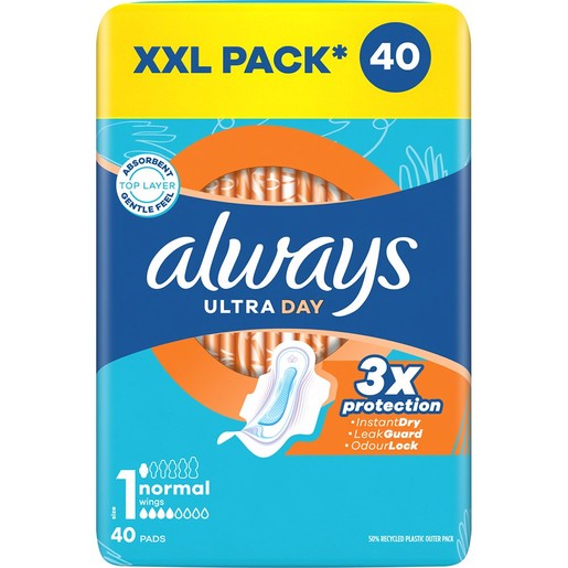 Always Ultra Day Normal Size 1 Sanitary Towels with Wings XXL Pack 40 Τεμάχια Always Ultra Day Normal Size 1 Sanitary Towels with Wings XXL Pack 40 Τεμάχια