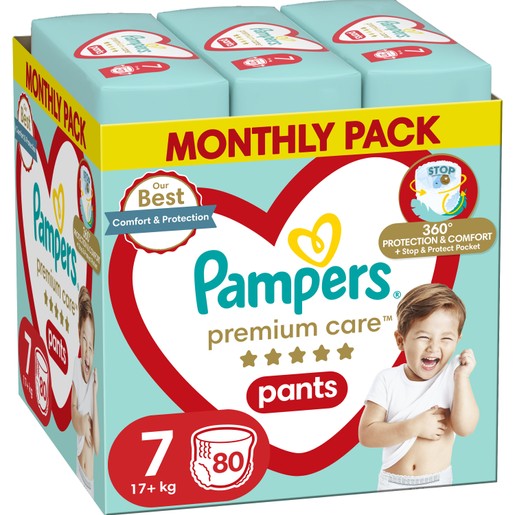 Pampers Premium Care Pants Monthly Pack No7 (17+kg) 80 Τεμάχια