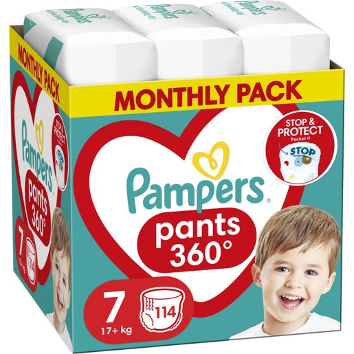 Pampers Pants 360° Monthly Pack Νο7 (17+kg) 114 Τεμάχια (3x38 Τεμάχια)