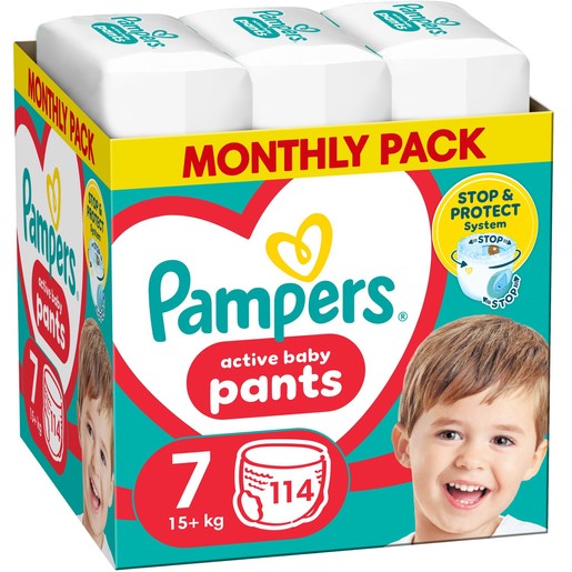 Pampers Active Baby Pants Monthly Pack Νο7 (17+kg) 114 Τεμάχια (3x38 Τεμάχια) Pampers Active Baby Pants Monthly Pack Νο7 (17+kg) 114 Τεμάχια (3x38 Τεμάχια)