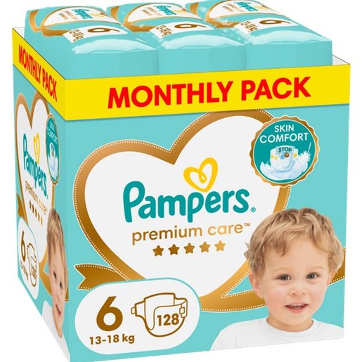 Pampers Premium Care Monthly Pack Νο6 (13-18kg) 128 Τεμάχια (3x32 Τεμάχια)