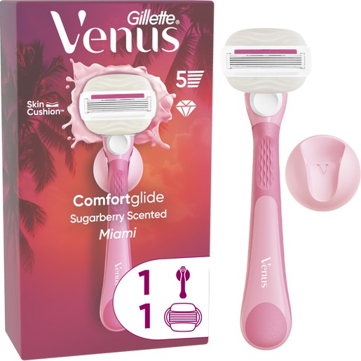 Gillette Venus ComfortGlide Miami Sugarberry 1 Λαβή & 1 Ανταλλακτικό & 1 Βάση Ντους Gillette Venus ComfortGlide Miami Sugarberry 1 Λαβή & 1 Ανταλλακτικό & 1 Βάση Ντους