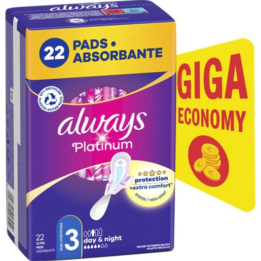 Always Promo Platinum Day & Night Pads Size 3, 22 Τεμάχια