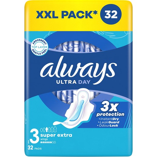 Always Ultra Day Super Extra Size 3 Wings Pads 32 Τεμάχια Always Ultra Day Super Extra Size 3 Wings Pads 32 Τεμάχια