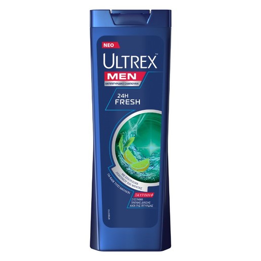 Ultrex Men 24h Fresh Shampoo Αντιπιτυριδικό Σαμπουάν με Εκχύλισμα Λεμονιού & Μέντας για Αίσθηση Φρεσκάδας που Διαρκεί 360ml