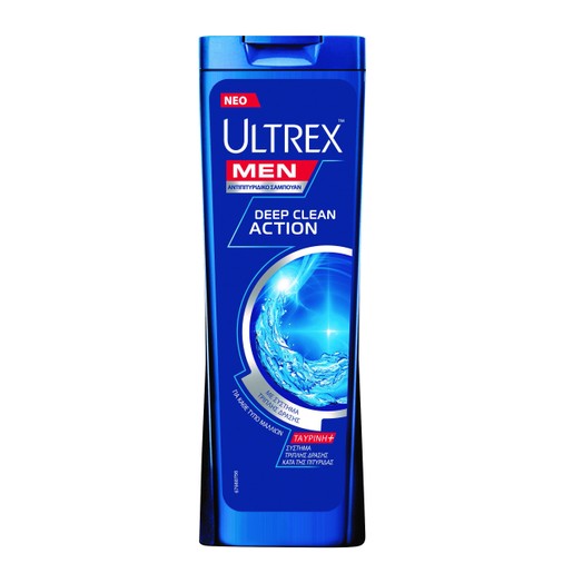 Ultrex Men Deep Clean Action Αντιπιτυριδικό Σαμπουάν με Διπλό Σύστημα Δράσης, για Κάθε Τύπο Μαλλιών 360ml