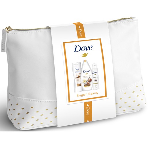 Dove Elegant Beauty Purely Pampering Shea Butter Body Wash 250ml, Shea Butter Body Milk 250ml, Invisible Spray 150ml & Νεσεσέρ Dove Elegant Beauty Purely Pampering Shea Butter Body Wash 250ml, Shea Butter Body Milk 250ml, Invisible Spray 150ml & Νεσεσέρ