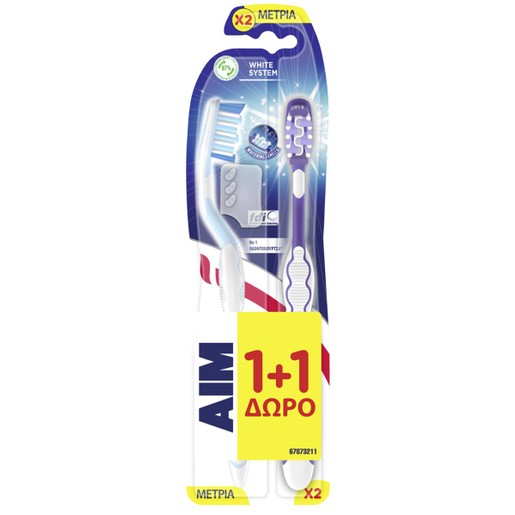 Aim Οδοντόβουρτσα White System Μέτρια 1+1 Δώρο Aim Οδοντόβουρτσα White System Μέτρια 1+1 Δώρο