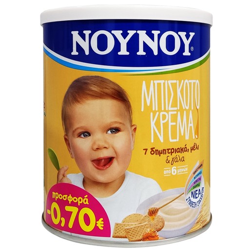 Nounou Μπισκοτόκρεμα με 7 Δημητριακά, Μέλι & Γάλα Από 6 Μηνών 300gr σε Ειδική Τιμή Nounou Μπισκοτόκρεμα με 7 Δημητριακά, Μέλι & Γάλα Από 6 Μηνών 300gr σε Ειδική Τιμή