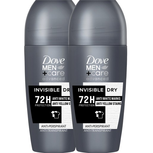Dove Men & Care Πακέτο Προσφοράς Roll-On Advanced Invisible Dry 72h Protection 2x50ml (1+1 Δώρο)