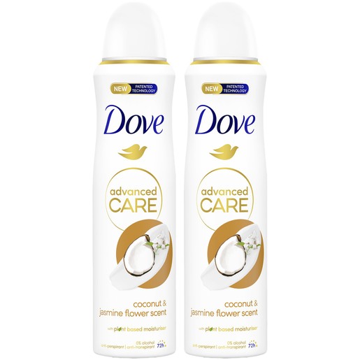 Dove Πακέτο Προσφοράς Advance Coconut & Jasmine Flower Scent 72h Anti-Perspirant Spray 2x150ml (1+1 Δώρο)