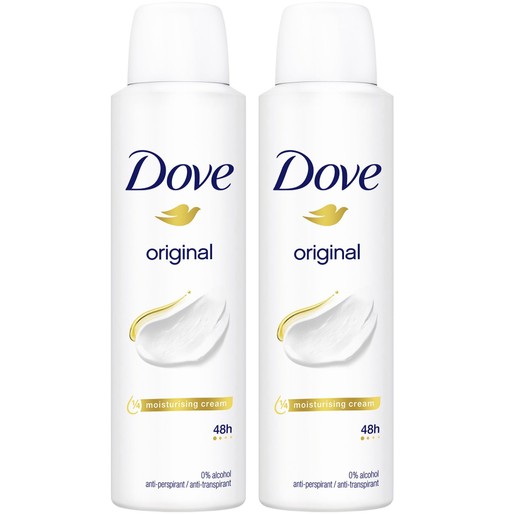 Dove Πακέτο Προσφοράς Original 48h Anti-Perspirant Spray 2x150ml (1+1 Δώρο)