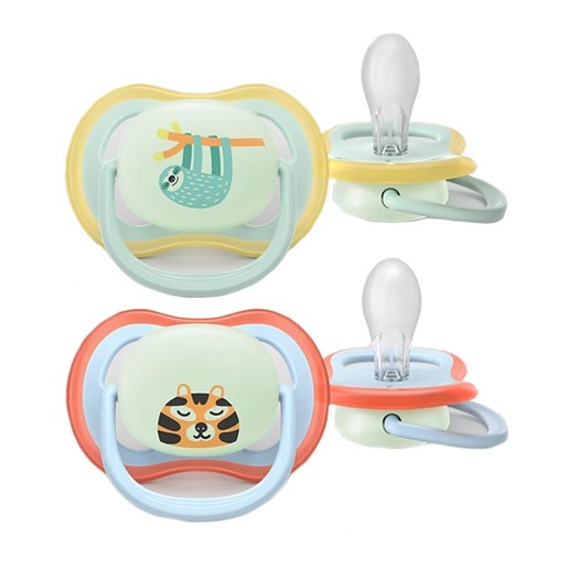 Philips Avent Ultra Air Nighttime Silicone Soother 0-6m  Κωδ SCF376/24, 2 Τεμάχια Λαχανί / Γαλάζιο