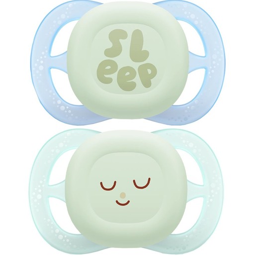 Philips Avent Ultra Start Nighttime Silicone Orthodontic Soother 0-2m, 2 Τεμάχια - Πράσινο / Γαλάζιο