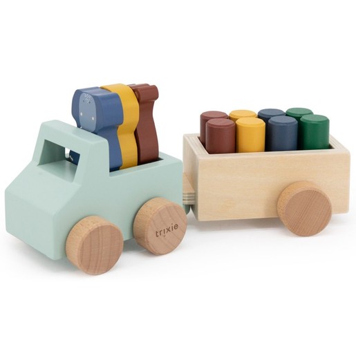 Trixie Wooden Animal Car with Trailer Κωδ 77821​​​​​​​, 1 Τεμάχιο