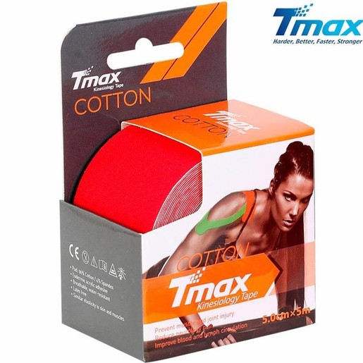 John\'s Tmax Cotton Kinesiology Tape 5cmx5m Κωδ 233254 1 Τεμάχιο - Κόκκινο