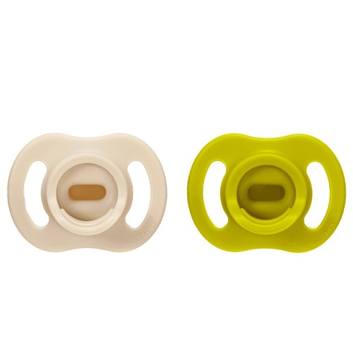 Tommee Tippee Ultrta Light Stay Put Orthodontic Silicone Soother 6-18m, 2 Τεμάχια - Λαχανί / Εκρού