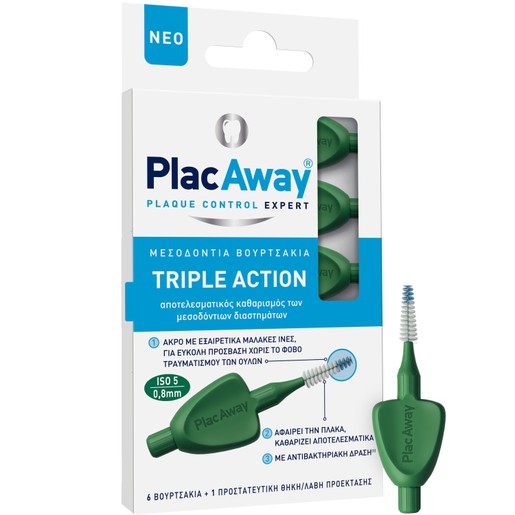 Plac Away Triple Action Iterdental Brushes Extra Soft 6 Τεμάχια - ISO 5 / 0.8mm