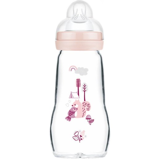 Mam Feel Good Premium Glass Bottle 2m+, 260ml, Κωδ 375SG - Ροζ 2