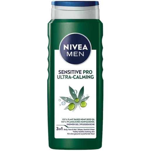 Nivea Men Sensitive Pro Ultra Calming Shower Face, Body & Hair Gel with Hemp Seed Oil 500ml Nivea Men Sensitive Pro Ultra Calming Shower Face, Body & Hair Gel with Hemp Seed Oil 500ml