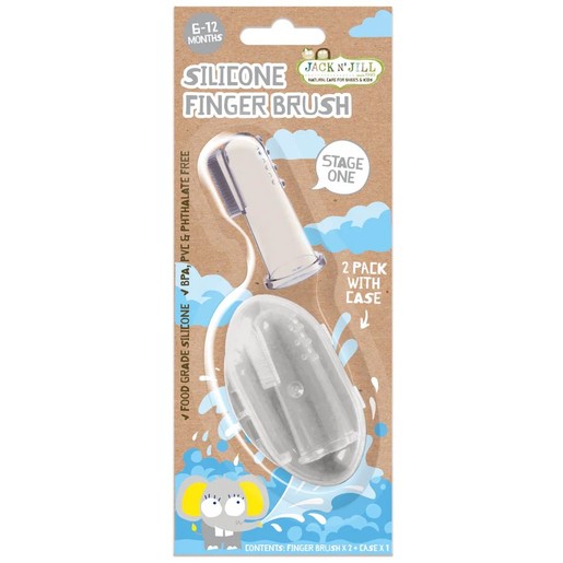 Jack n\' Jill Stage 1 Silicone Finger Brush 6-12m Σετ 2 Τεμαχίων & Θήκη