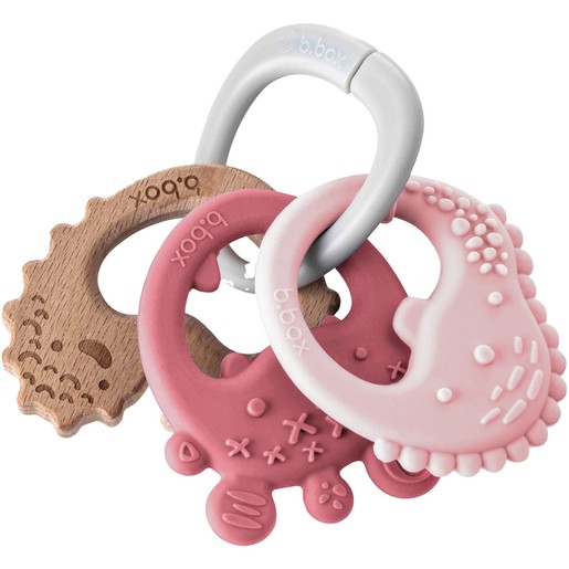 b.box Trio Silicone & Beechwood Teether 3m+, 1 Τεμάχιο - Blush