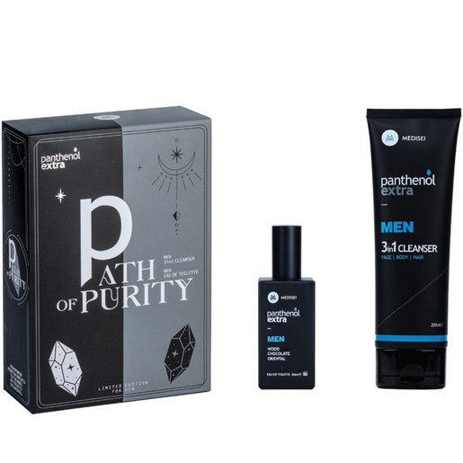 Medisei Panthenol Extra Promo Path Of Purity Men 3in1 Face, Body & Hair Cleanser 200ml & Men Eau de Toilette 50ml