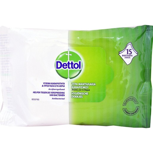 Dettol Υγρά Αντιβακτηριδιακά Μαντηλάκια Καθαρισμού 15τμχ Dettol Υγρά Αντιβακτηριδιακά Μαντηλάκια Καθαρισμού 15τμχ