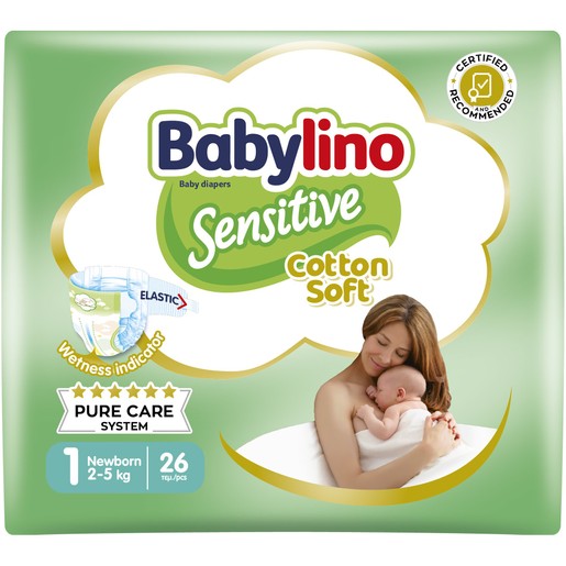 Babylino Sensitive Cotton Soft Newborn Νο1 (2-5kg) Βρεφικές Πάνες 26 Τεμάχια