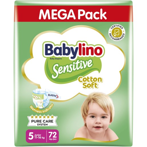 Babylino Sensitive Cotton Soft Mega Pack Junior No5 (11-25kg) 72 Τεμάχια