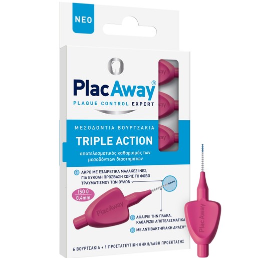 Plac Away Triple Action Iterdental Brushes Extra Soft 6 Τεμάχια - ISO 0 / 0.4mm