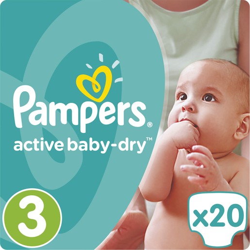 Pampers Active Baby Dry No3 (5-9kg) 20 πάνες Pampers Active Baby Dry No3 (5-9kg) 20 πάνες