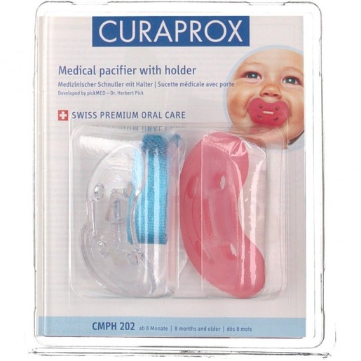 Curaprox CMPH 202 Medical Pacifiere With Holder Ιατρική Πιπίλα με Λουράκι Curaprox CMPH 202 Medical Pacifiere With Holder Ιατρική Πιπίλα με Λουράκι