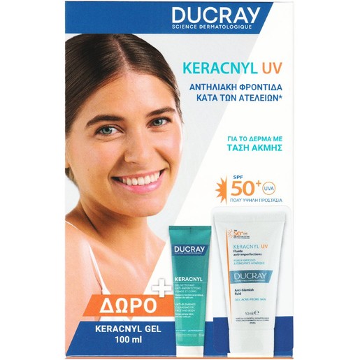 Ducray Keracnyl UV Anti-Blemish Spf50+ Face Fluid 50ml & Δώρο Keracnyl Anti-Blemishes Face & Body Cleansing Gel 100ml
