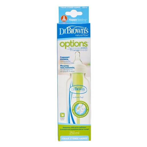 Dr. Brown\'s Natural Flow Options Μπιμπερό Πλαστικό με Στενό Λαιμό, Θηλή Σιλικόνης SB81005 Κατάλληλο από την Γέννηση 250ml Dr. Brown\'s Natural Flow Options Μπιμπερό Πλαστικό με Στενό Λαιμό, Θηλή Σιλικόνης SB81005 Κατάλληλο από την Γέννηση 250ml