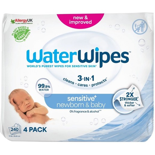 WaterWipes Baby Wipes 0m+, 240 Τεμάχια (4x60 Τεμάχια)