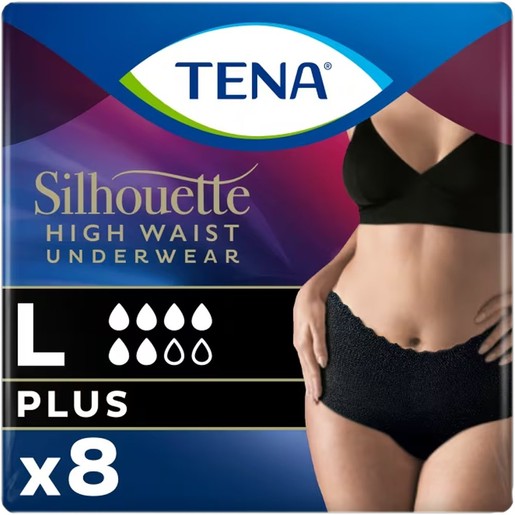 Tena Silhouette Plus Black Underwear 8 Τεμάχια - Large