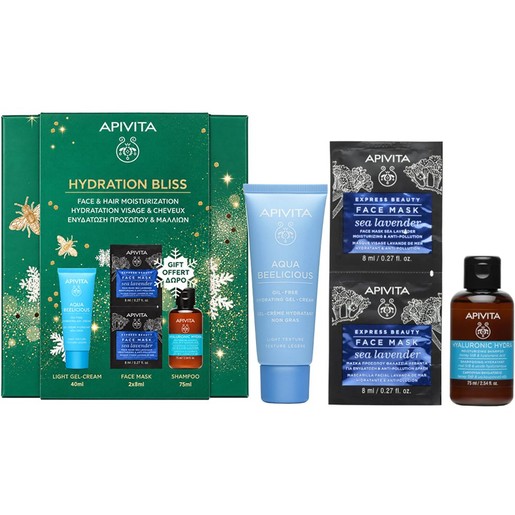 Apivita Promo Aqua Beelicious Oil-Free Hydrating Gel-Cream 40ml & Δώρο Express Beauty Sea Lavender Face Mask 2x8ml & Δώρο Hyaluronic Hydra Shampoo Travel Size 75ml