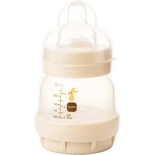 Mam Easy Start Anti-Colic Plastic Bottle 0m+, 130ml, Κωδ 353SU1c - Κρεμ