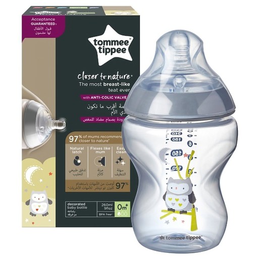 Tommee Tippee Closer to Nature Baby Bottle 0m+ Κωδ 42250103, 260ml - Γκρι