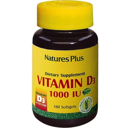 Nature\'s Plus Vitamin D3 1000IU Βιταμίνη D3 180Softgels Nature\'s Plus Vitamin D3 1000IU Βιταμίνη D3 180Softgels
