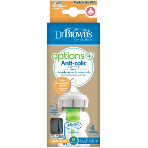 Dr. Brown\'s Natural Flow Options+ Γυάλινο Μπιμπερό Με Φαρδύ Λαιμό 150ml Dr. Brown\'s Natural Flow Options+ Γυάλινο Μπιμπερό Με Φαρδύ Λαιμό 150ml