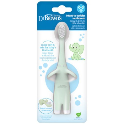 Dr Brown\'s Infant To Toddler 0-3 Years Toothbrush 1 Τεμάχιο - Μέντα Ελεφαντάκι